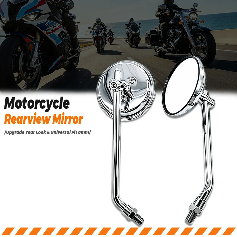 Universal 10MM Chrome Rearview Mirrors Motorcycle Motocross Scooter Motorbike E-bike Racing Side Mirror Rear View Accessories