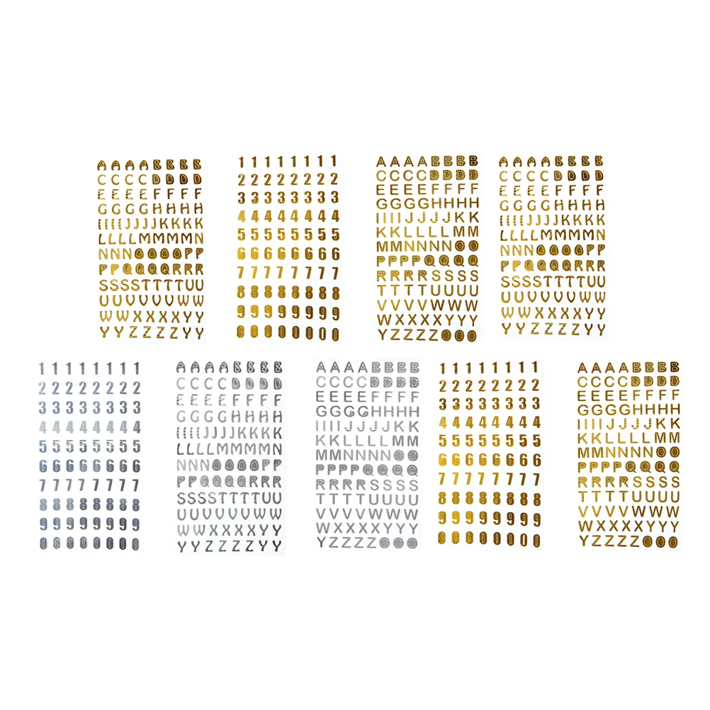 

9 Sheets Gold Stamping Alphanumeric Stickers Decorative Cards Planner Scrapbook Eco Friendly Durable Crafts Kids Educational