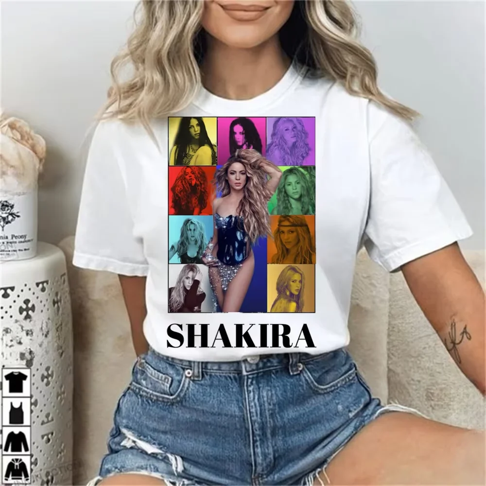 2026 New harajuku streetwear T-shirt Shakira Retro Grunge hip hop Pop Culture anime Graphic Short Sleeve Tops