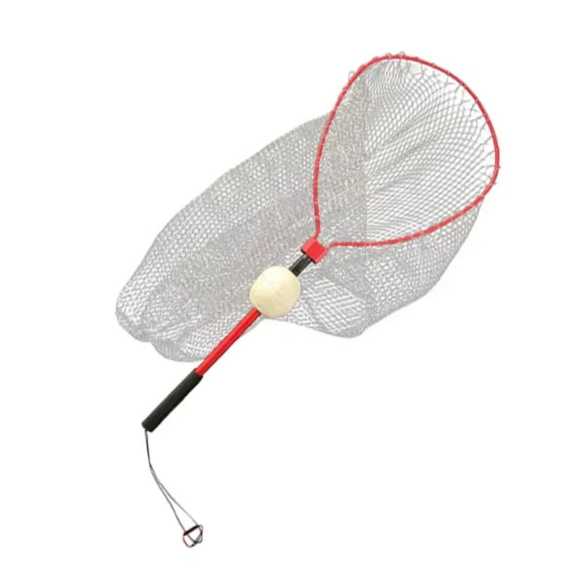 Folding Fish Landing Net Portable Collapsible Fly Fishing Long Handle Landing Net Silicone Floating Fishing Net