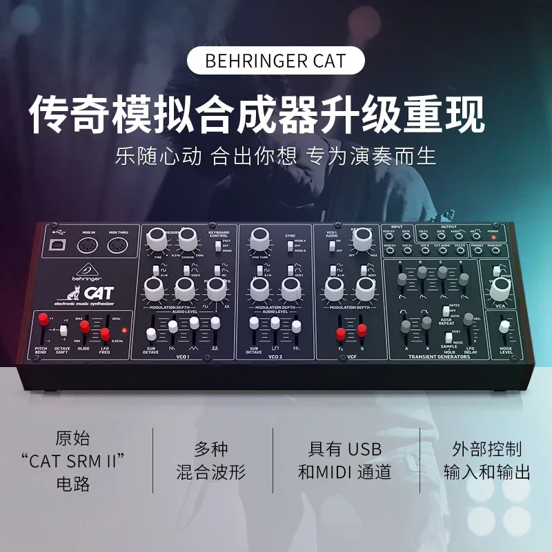 Аналоговый синтезатор Behringers CAT Dual VCO, студийный синтезатор с фильтром для живых выступлений