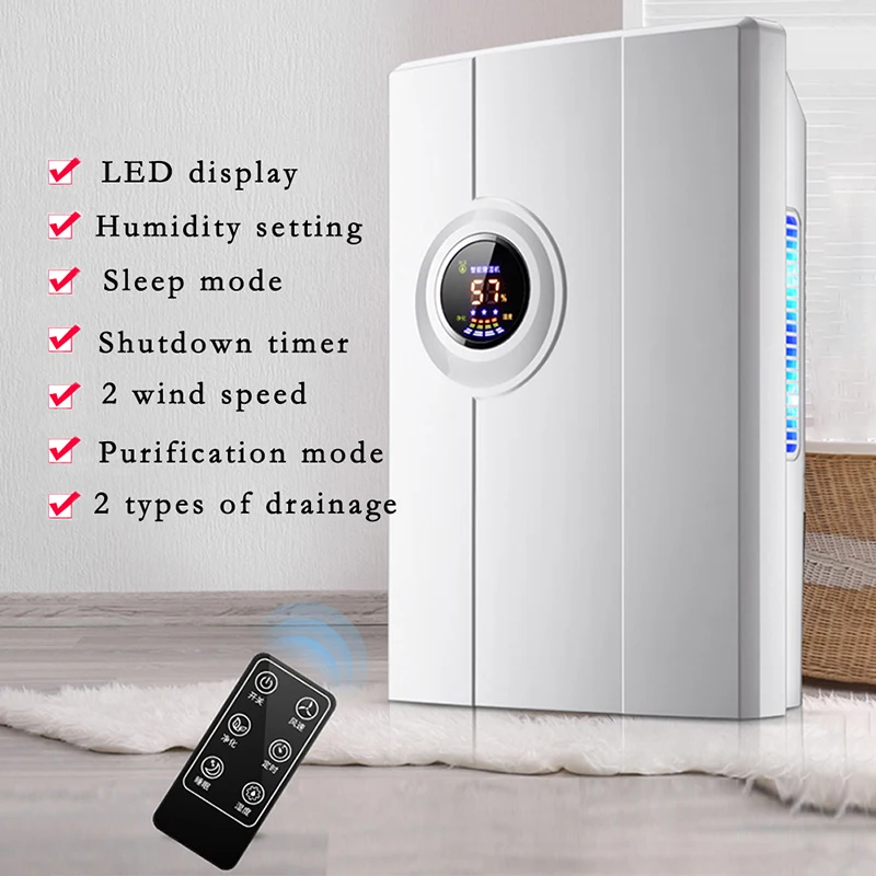 

Electric Air Dehumidifier Bedroom for Home Mini Moisture Absorption Dryer Big Screen LCD External Water Pipes