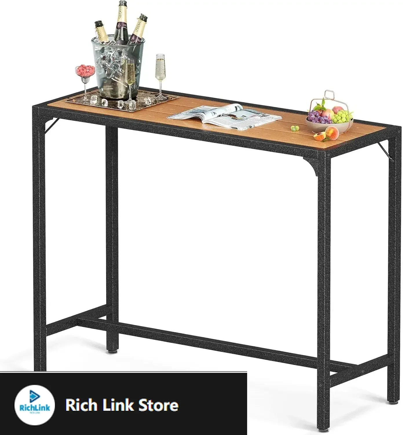 

39 Inch Outdoor Bar Table, Hot Tub Table, Patio Counter Bar Height Table with Weather Resistant Waterproof Top for Garden, Yard