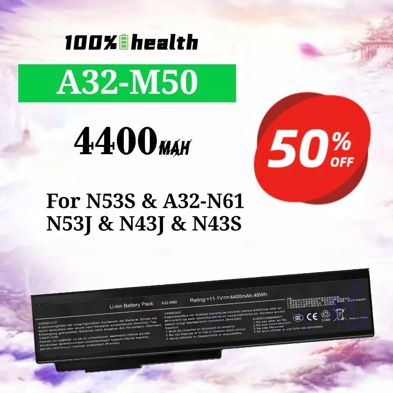 

A32-M50 4400mAh Laptop Battery for ASUS N53S/A32-N61/N53J/N43J/N43S Lithium Rechargeable Battery