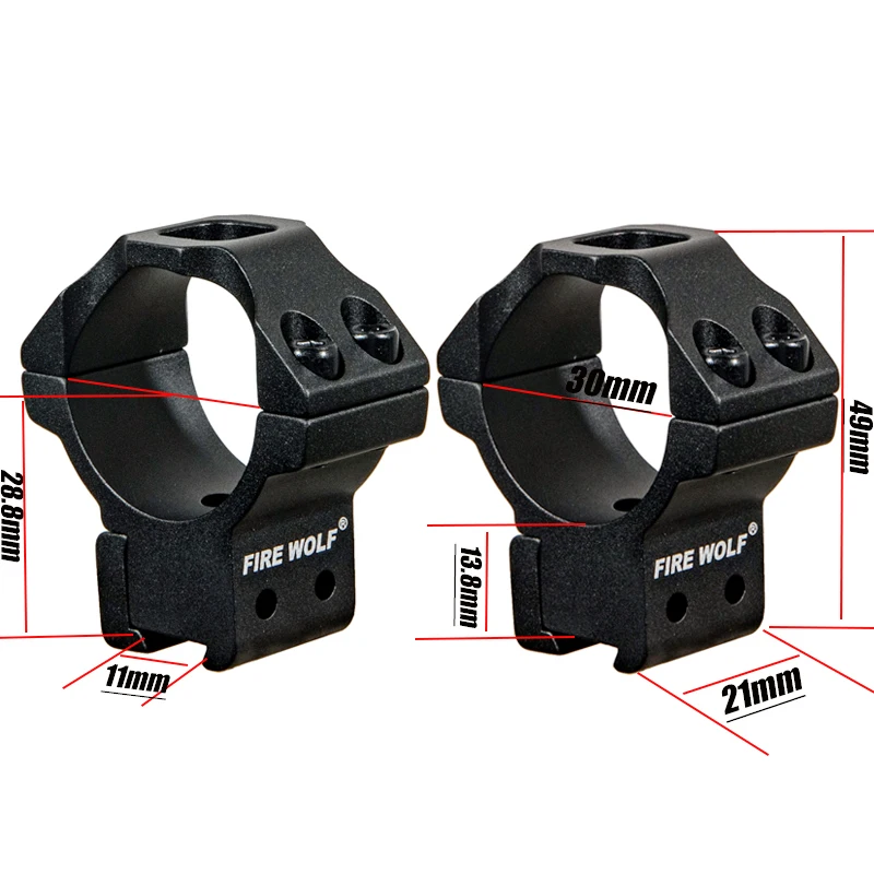 FIRE WOLF 30mm Scope Rings Low/Middle/High Profile Dual Rail Mount Fit 11mm Dovetail