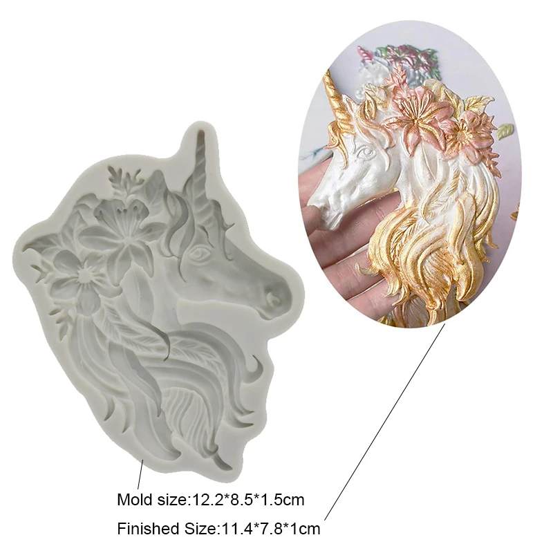 Unicorn Fondant Silicone Mold For Cake Decoration Cupcake Topper Chocolate Gum Paste Polymer Clay Resin Expory Kitchen Baking