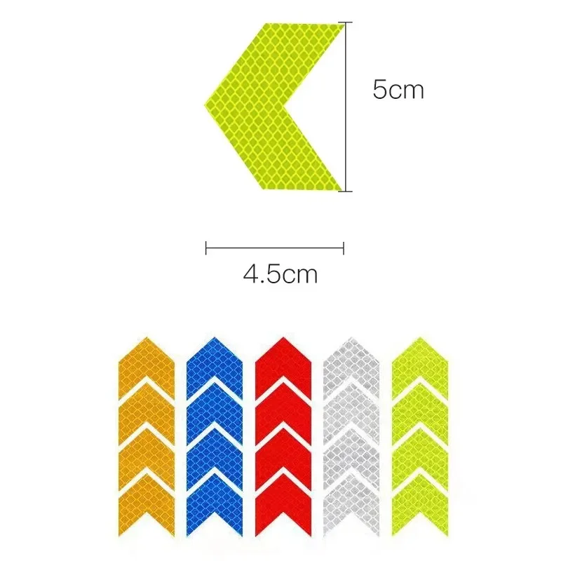 12 Pcs/Set Reflective Arrow Sign Tape Warning Safety Sticker for Car Bumper Trunk Reflector Hazard Tape Motorcycle Accessories image 3