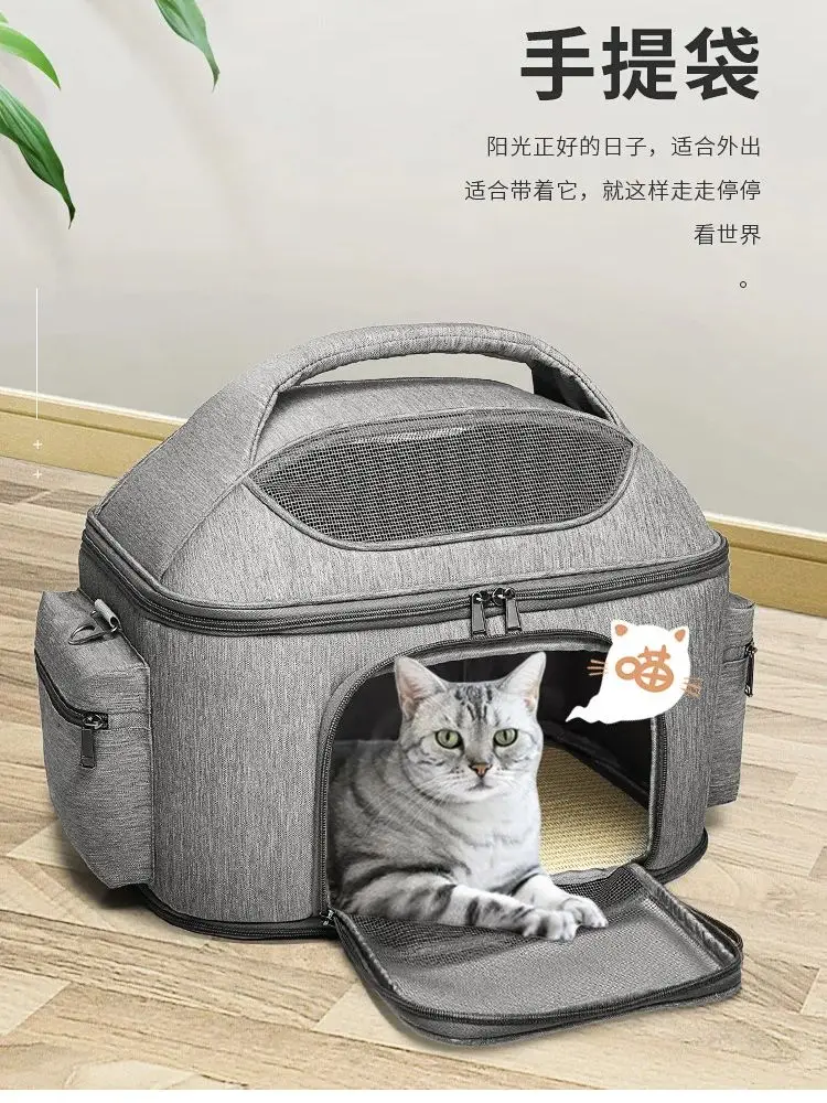 

Portable Go Out Pet Handbag Simple Shoulder Straddle Pet Carrier Foldable Breathable Transparent Cat and Small Dog Bag