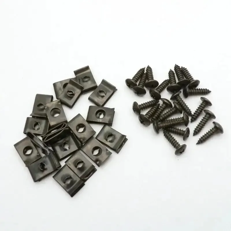 40pcs Mixed U-Type Metal Screw Clips with Anti-Rust Protection for Car & Motorcycle Fastener Tapping Buckle