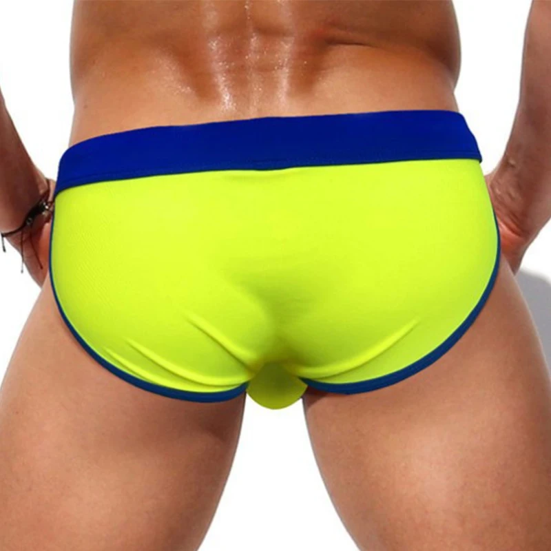 Men Sexy Bikini Swimwear Rainbow Swim Thong Briefs Swimming Shorts Trunks Beach U Convex Penis Big Pouch Panties Man Underwear