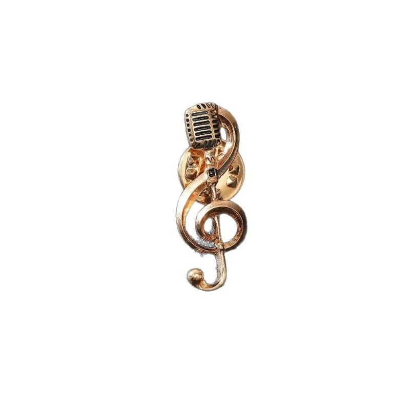Music note microphone brooch, zinc alloy stamping plating process