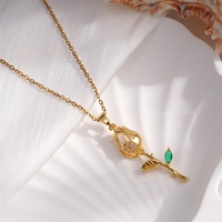 Stainless Steel Shiny Zircon Tulip Flower Pendant Necklace For Women Men Elegant Romantic Crystal Rose Floral Choker Jewelry