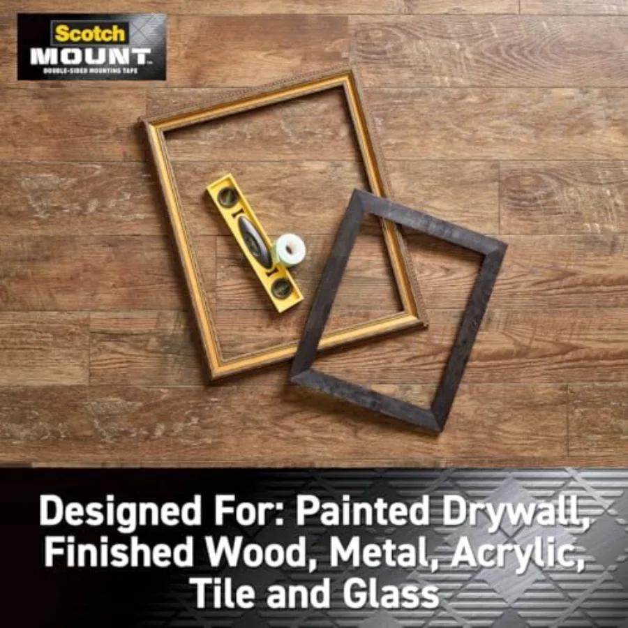 شريط أبيض للتثبيت على الوجهين في الأماكن المغلقة Mega Roll 3 4 بوصة × 350 في 29.1 قدم لتطبيقات تثبيت الجدار والأسطح الآمنة