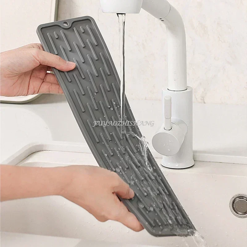 

Kitchen Silicone Faucet Mat Drip Protection Pads Faucet Water Catcher Mat Sink Drain Pad Waterproof Non-slip Bathroom Gadget