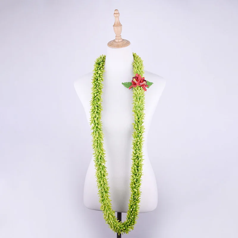 New Arrival popularne Leis luzem sztuczny jedwab zielona róża kwiat orchidea liść paproci hawaje Lei do ukończenia dekoracji Lei
