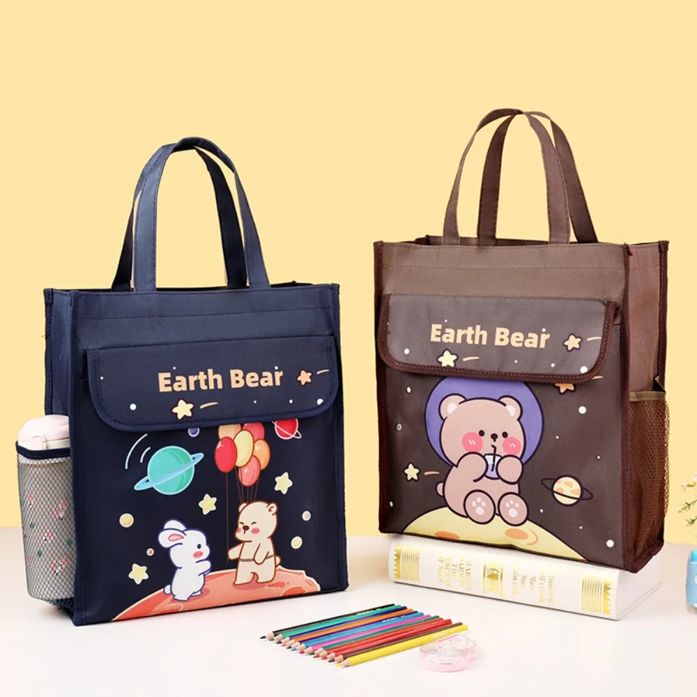 2024 Large-capacity Tote School Bag Oxford Bear Tutoring Bag Multifunction Cartoon A4 File Bag School Office