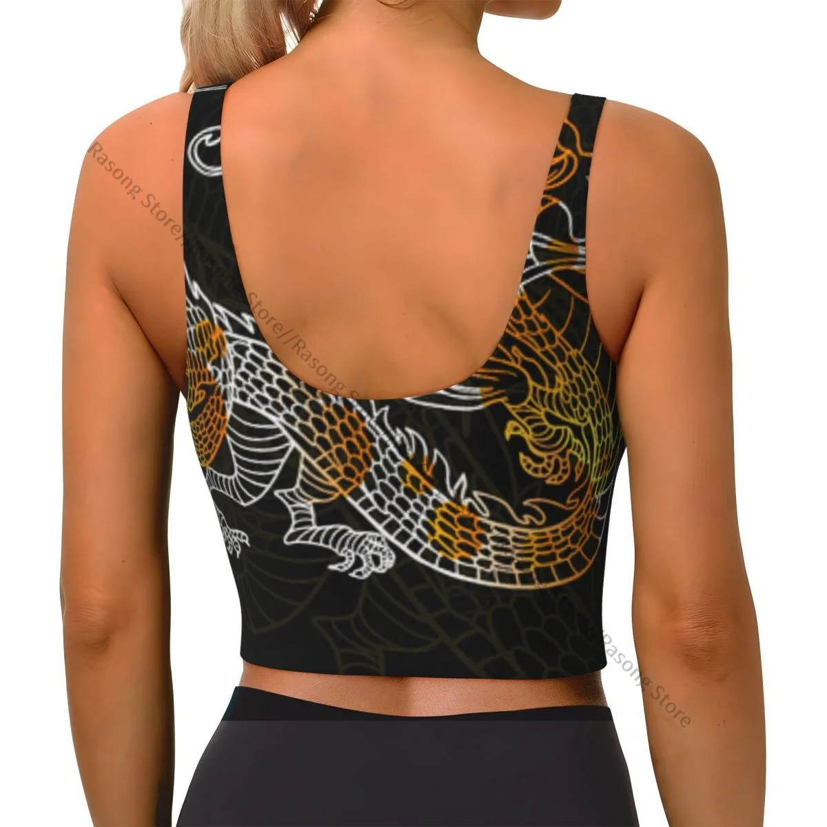 Sports Bra Women Running Yoga Clothes Vest Dragon Background Gathering Fitness Vest