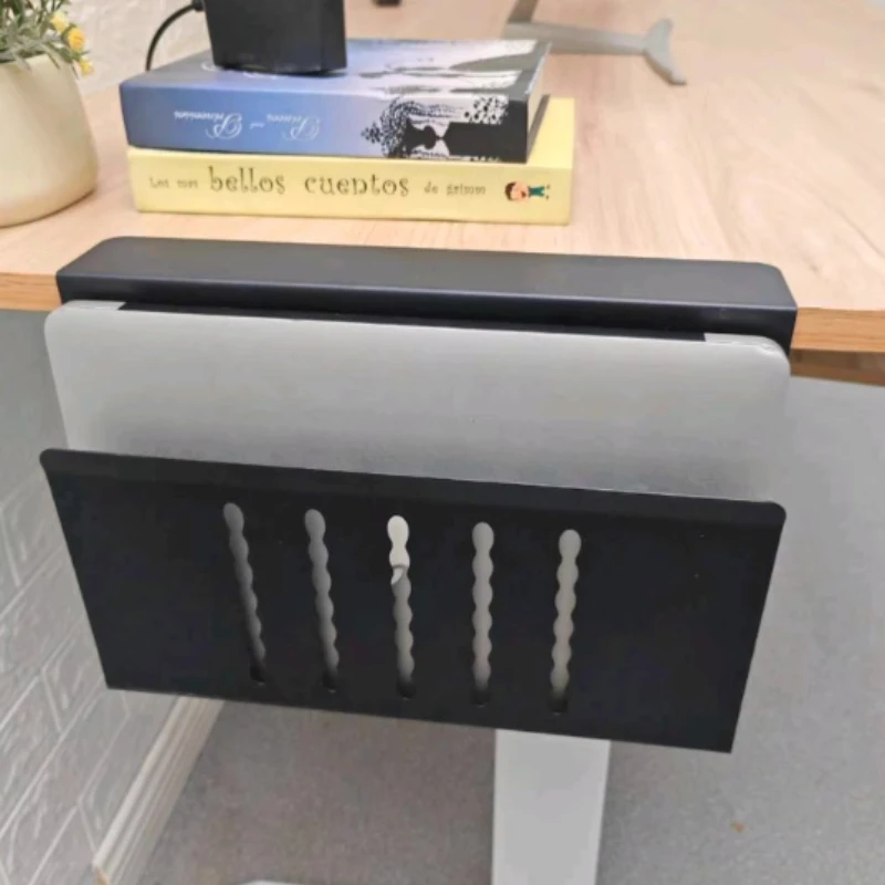 

Laptop Storage Stand with Under-Desk Organizer, Side Desk Shelf, Cooling Rack for Notebooks, Desktop Space-Saving Storage