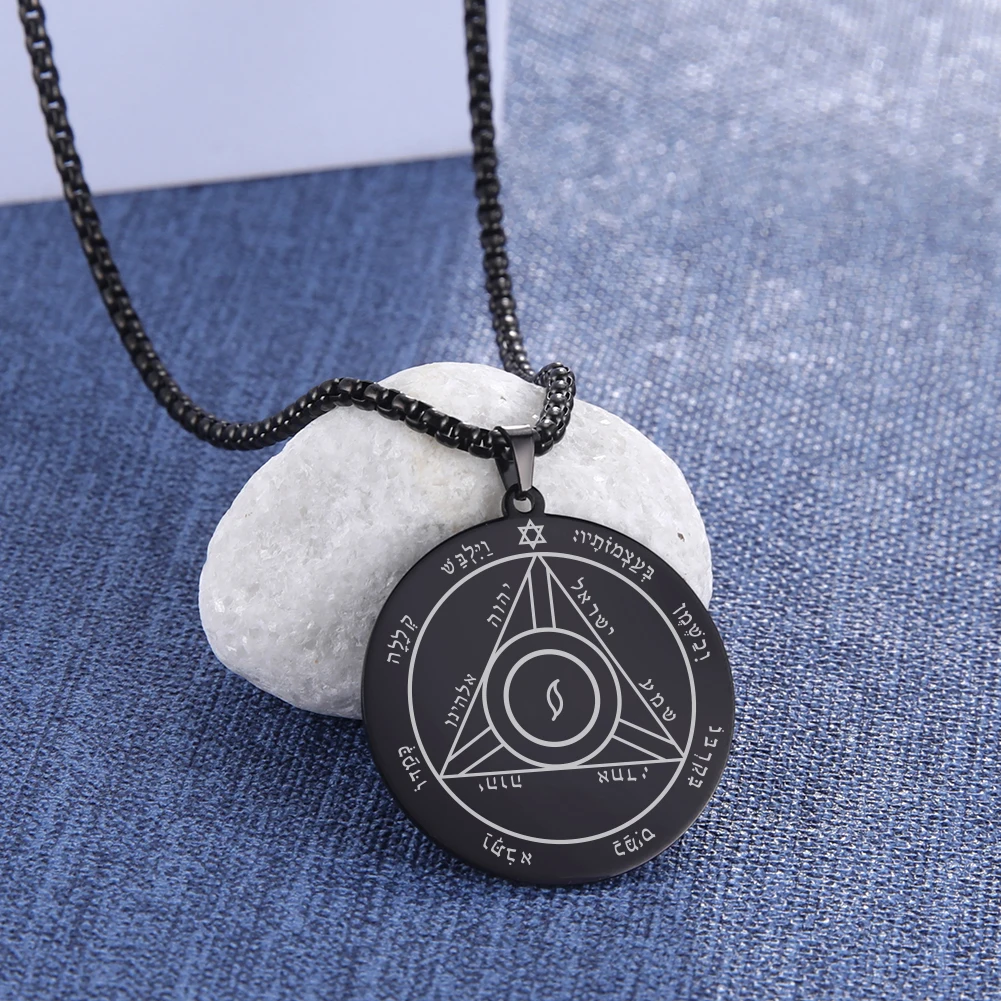 Dawapara Pentagramm von Saturn Jupiter Anhänger Halsketten Männer/Frauen Edelstahl Schmuck Schutz Amulett Schlüssel von Solomon Seal – Detail 12