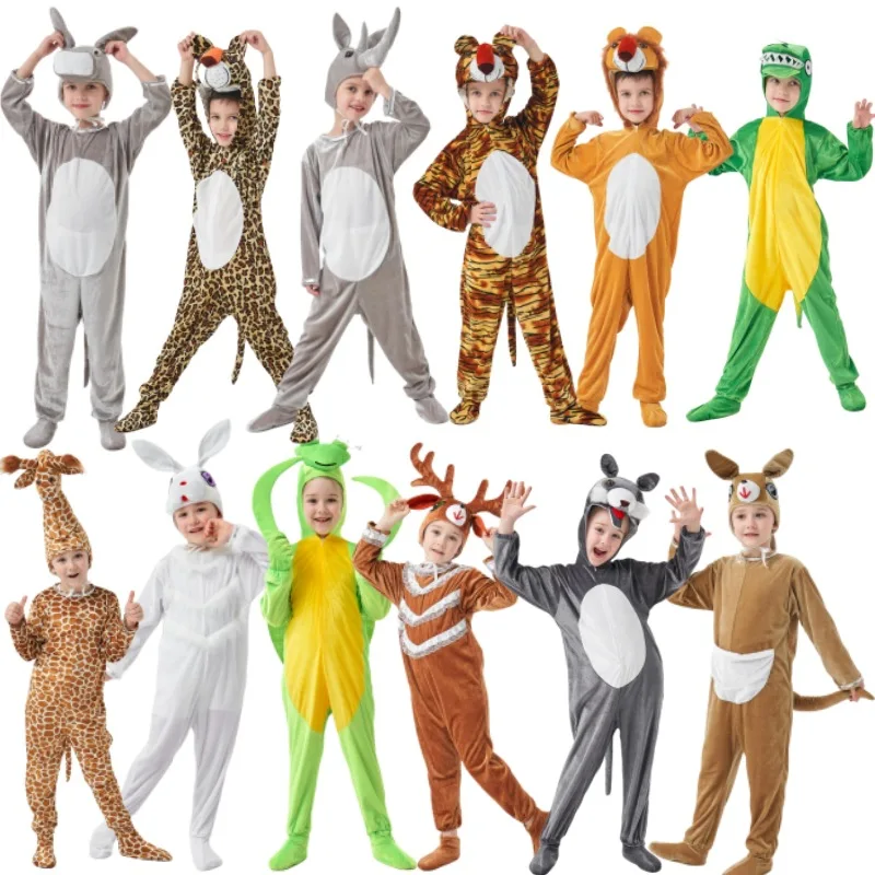 

Children's Costumes Boy Girls Animal Onesie Children's Day Stage Performance Cosplay Reindeer Rabbit Dinosaur Wolf Lion Tiger