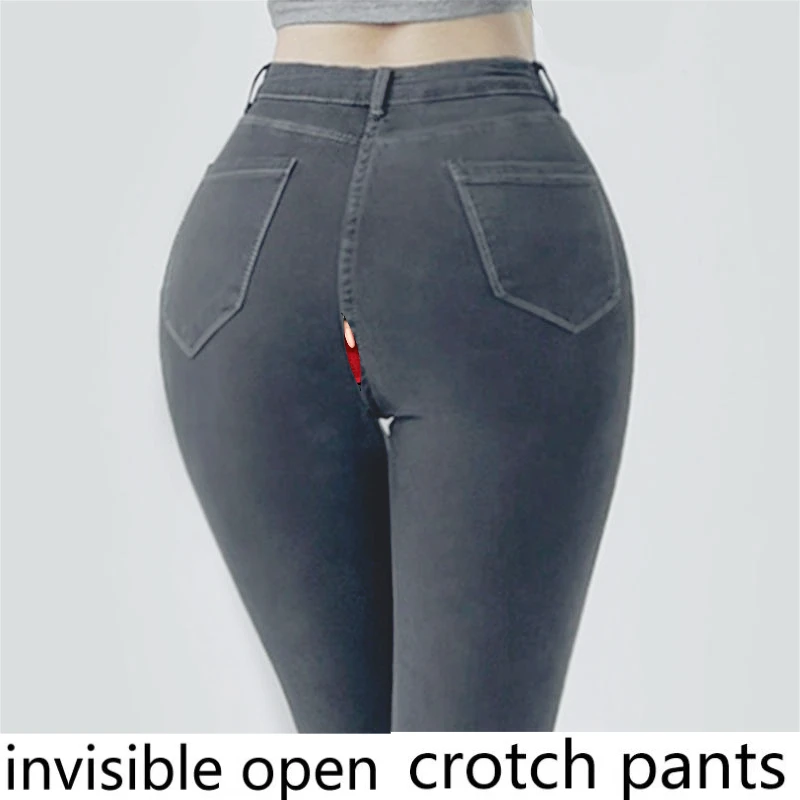 

Invisible Crotch Pants Large Size Jeans High Waist Pencil Pants Women's Spring and Autumn Thin Pants Convenient in The Wild