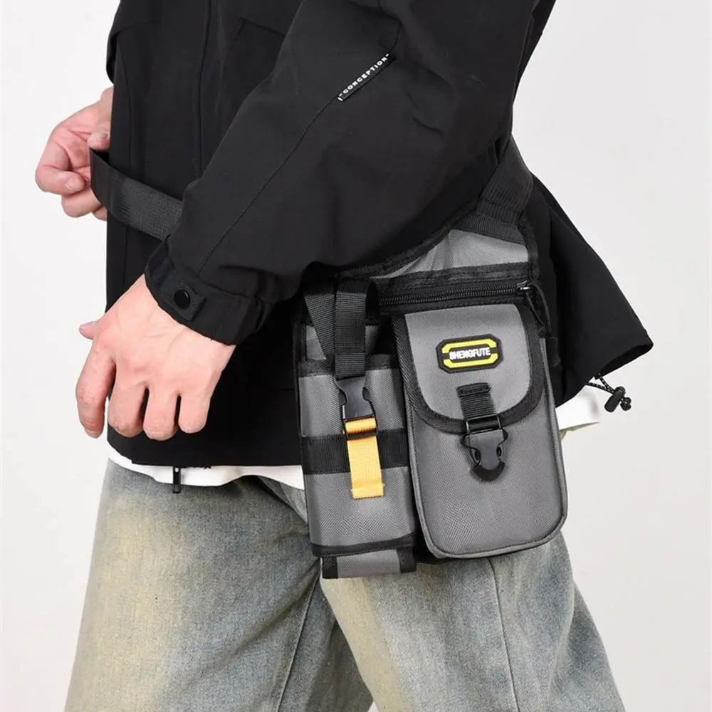 

Multipocket Men Motorcycle Crossbody Bag Waterproof Large Capacity Waist Pack Hip Leg Bag with Bottle Holder Adjustable Strap