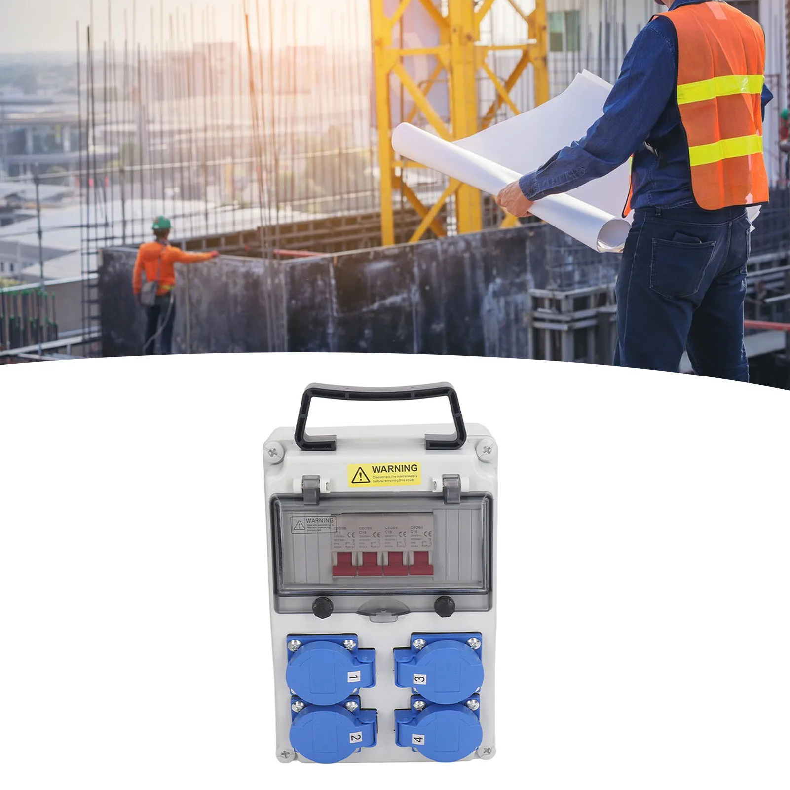 

Ручной водонепроницаемый распределитель питания для улицы с автоматическим выключателем, 4 розетки х 16 А, 200‐250 В для сада, двора