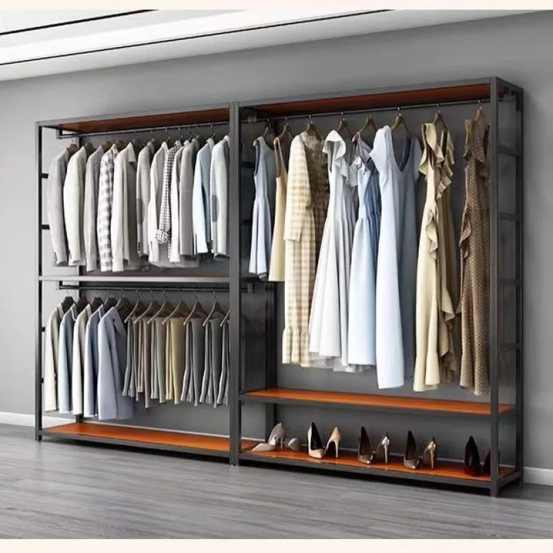 

Fully enclosed simple coat rack, light luxury all-steel, double-layer bold and thickened storage wardrobe
