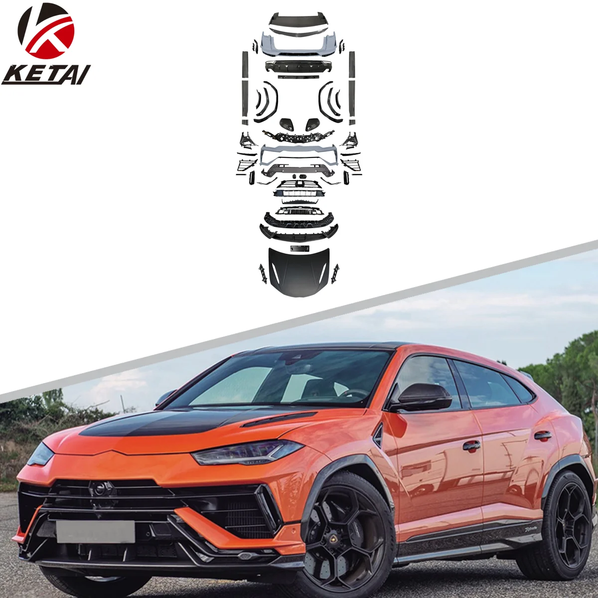 Auto Body Parts Body Kit  Car Rear Bumper Hood For 18-22 Lamborghini Urus Upgrade 23 Urus Performance Body Kit