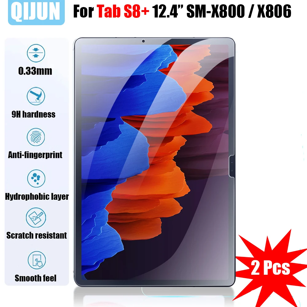 

Tablet Tempered glass film For Samsung Galaxy Tab S8 Plus 12.4" Scratch explosion Proof Anti fingerprint 2 Pcs SM-X800 SM-X806