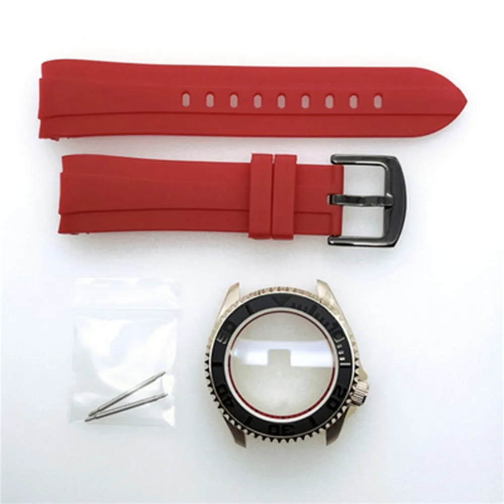 42MM Diving Watch Case Silicone Strap Modify Mechanical Watch Assemble Parts for NH35 NH36 4R35A 4R36A Movement