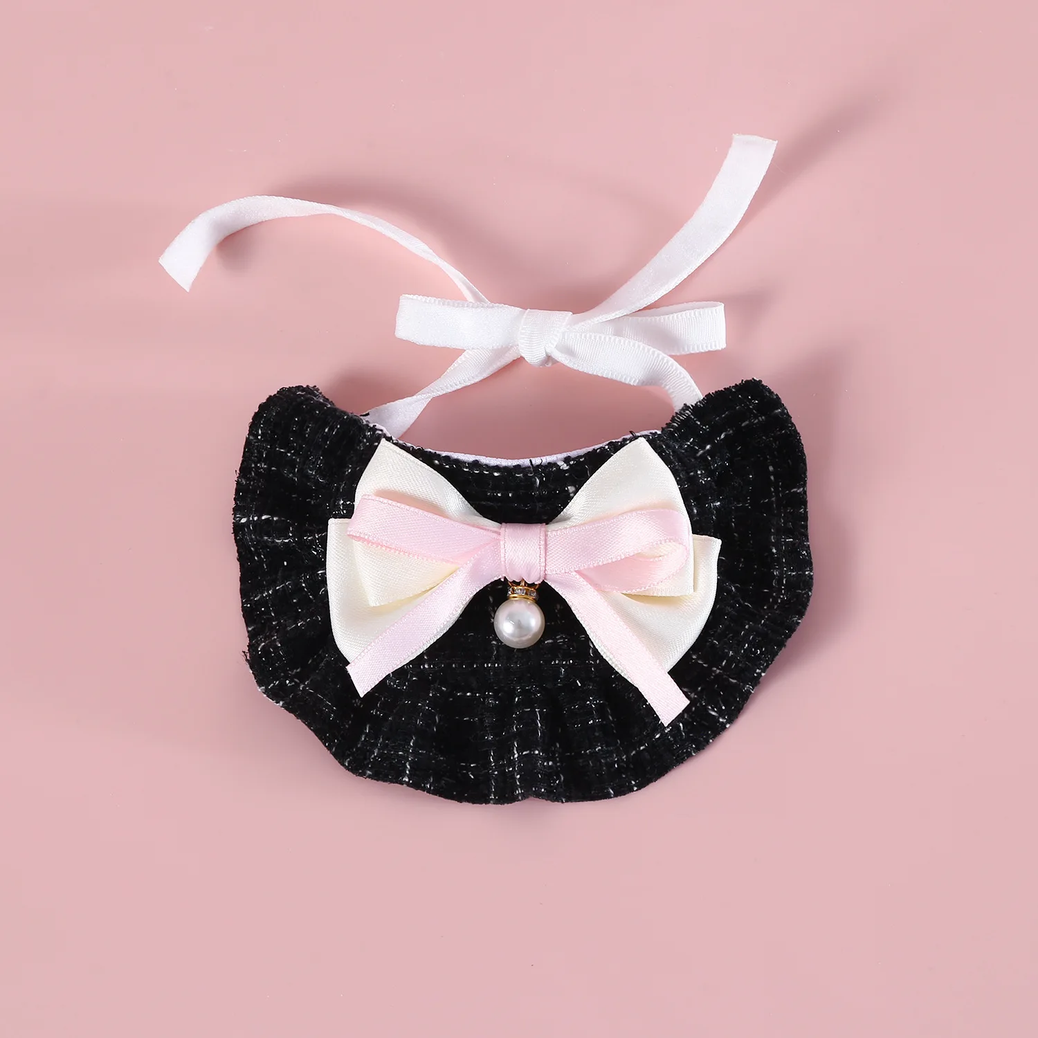 Haustier Katze Strickmütze Set Prinzessin duftende Baskenmütze Perle Schleife Blume Hund Hüte Paddel Set für Teddybär Welpen Katze Party Dress Up – Detail 9