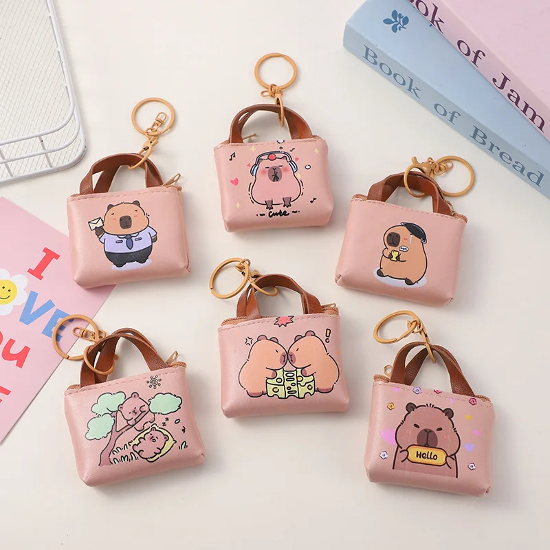 

1PCSKapibabala Cross-border new cute and creative PU purse, keychain, coin bag, mini children's schoolbag, pendant and mini bag