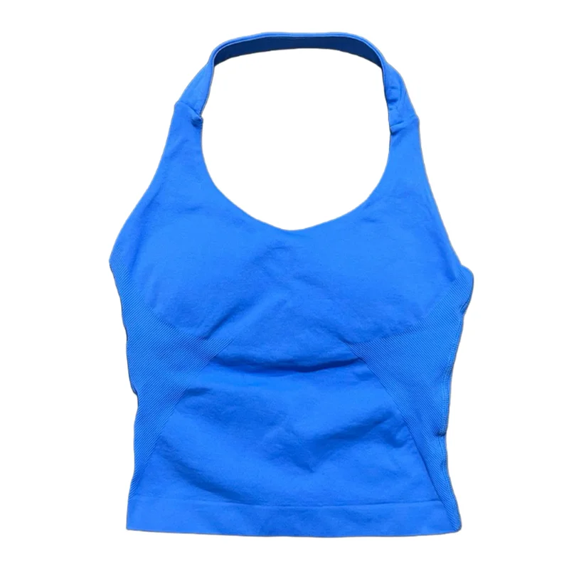 Gym Sport Top Dames Naadloze Yoga Tank Longline Strappy Top Open Rug Bh Sportkleding Gymkleding Hardlopen Workout Halter