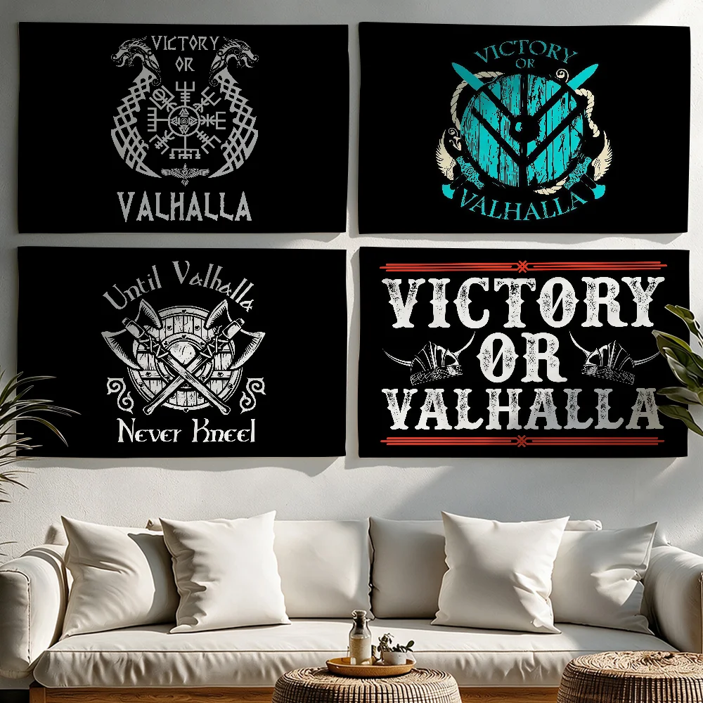 Viking Design Victory Or Valhalla flag Tapestries Outdoor Parties Bedrooms Living Rooms Dorm Rooms Wall Decor Banners Gifts