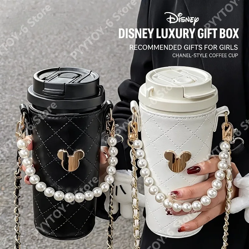 

Disney Coffee Cup Stainless Steel Women's Thermal Cups Large Capacity Water Cup with Rope Animation Peripheral Birthday Gifts