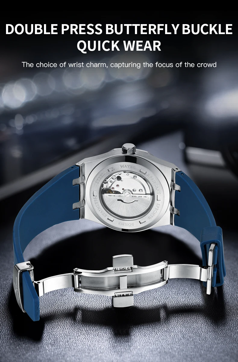 Specht&Sohne New Classic Men's Watch 50M Waterproof Luminous Sapphire Crystal Blue Automatic Mechanical Watches Reloj Hombre S61449740da6a491da9cf3c287b5dd6d6z