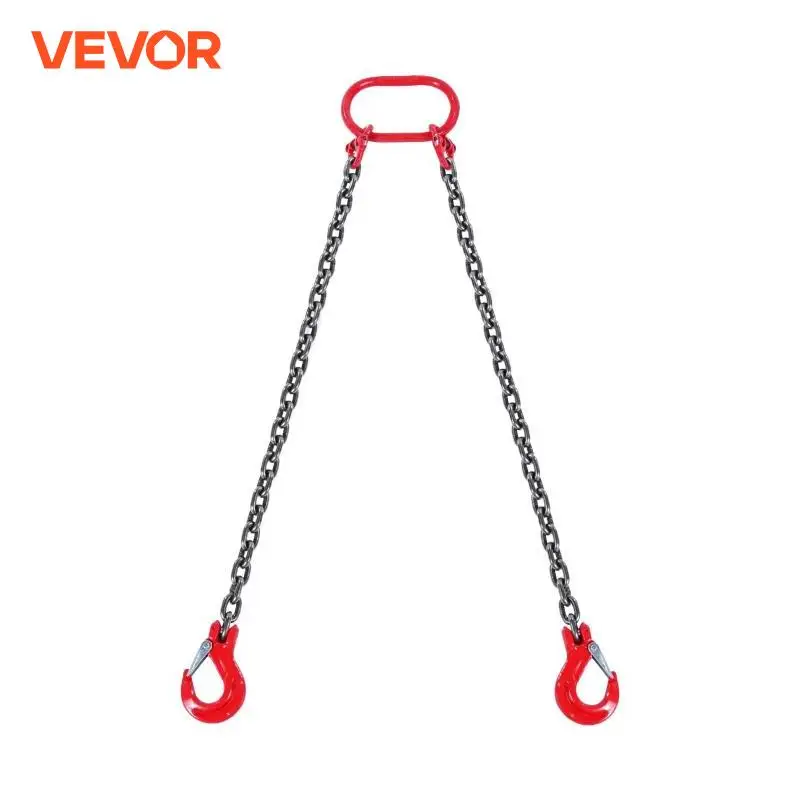 VEVOR 3T 5ft Lifting Sling Chain 5/16 inch G80 Lifting Chains with 2 Leg Grab Hooks for Engine Hoist Engine Lift Chain