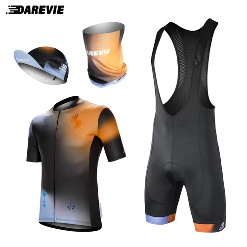 Imagen 2 del producto DAREVIE-pantalones cortos con pechera de ciclismo para hombre, ropa de ciclismo de montaña de carretera, resistente a las arrugas, Bretelelle de compresión de nivel Base