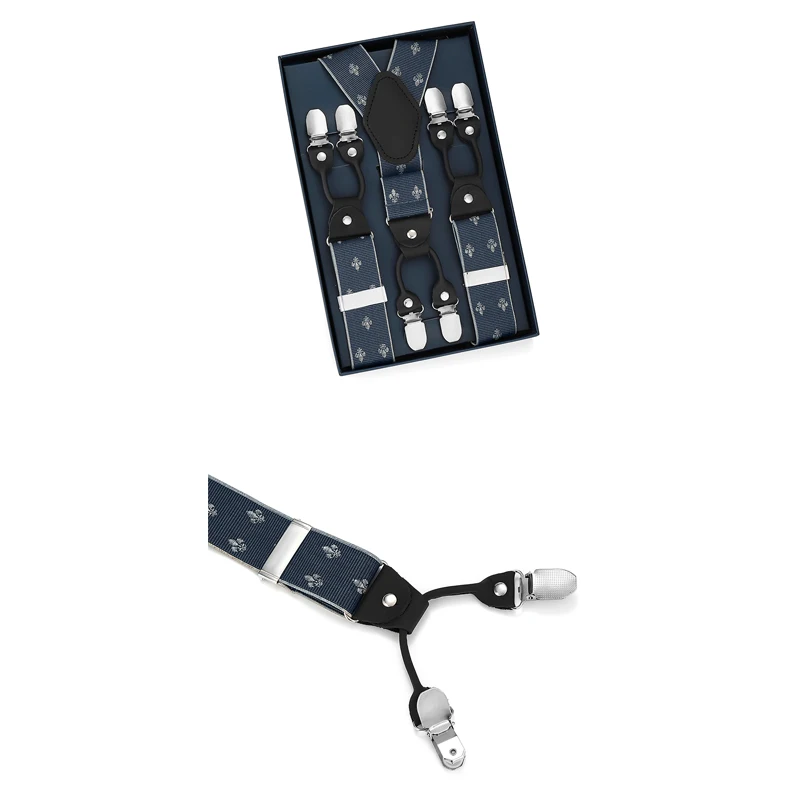 Серый жаккардовый стиль в британском стиле ретро, мужской костюмный костюм с шестью зажимами, аксессуар для брюк, нескользящие подтяжки.