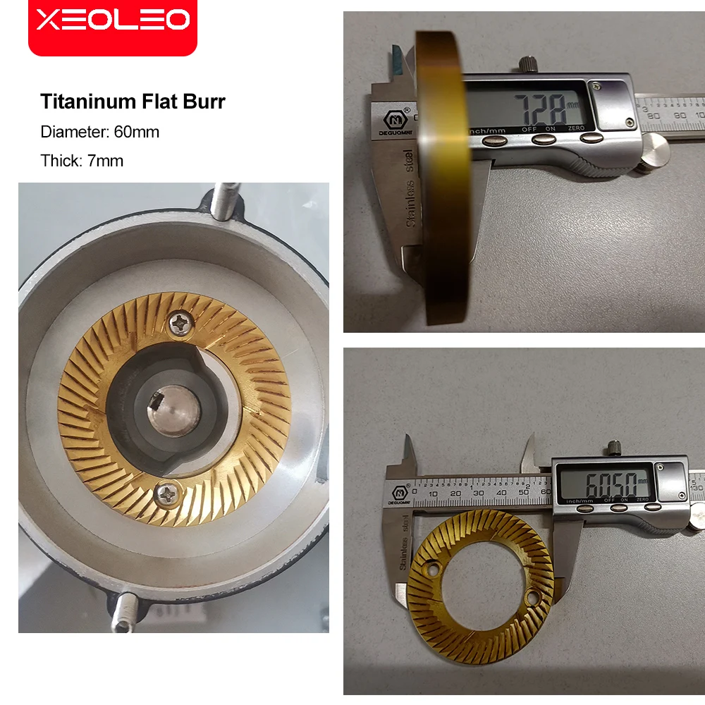 XEOLEO-molinillo de café eléctrico, molinillo de rebabas de Titaninum de 60mm, 200W, molino de grano de café, tolva de soplado, máquina de fresado de café de 10 pasos