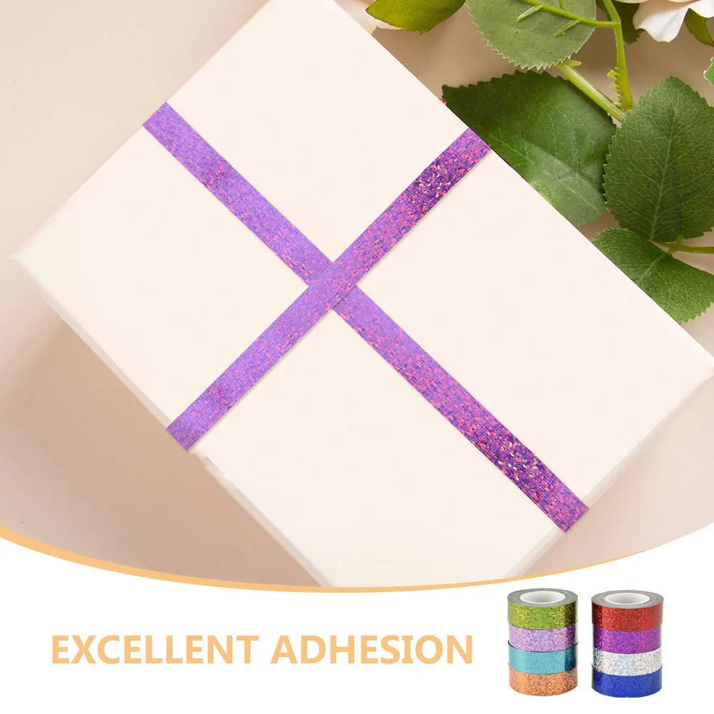 1Set Holographic Glitter Reflective Tape Masking Tape for Decorative Craft Projects Holiday Scrapbooking Wrapping