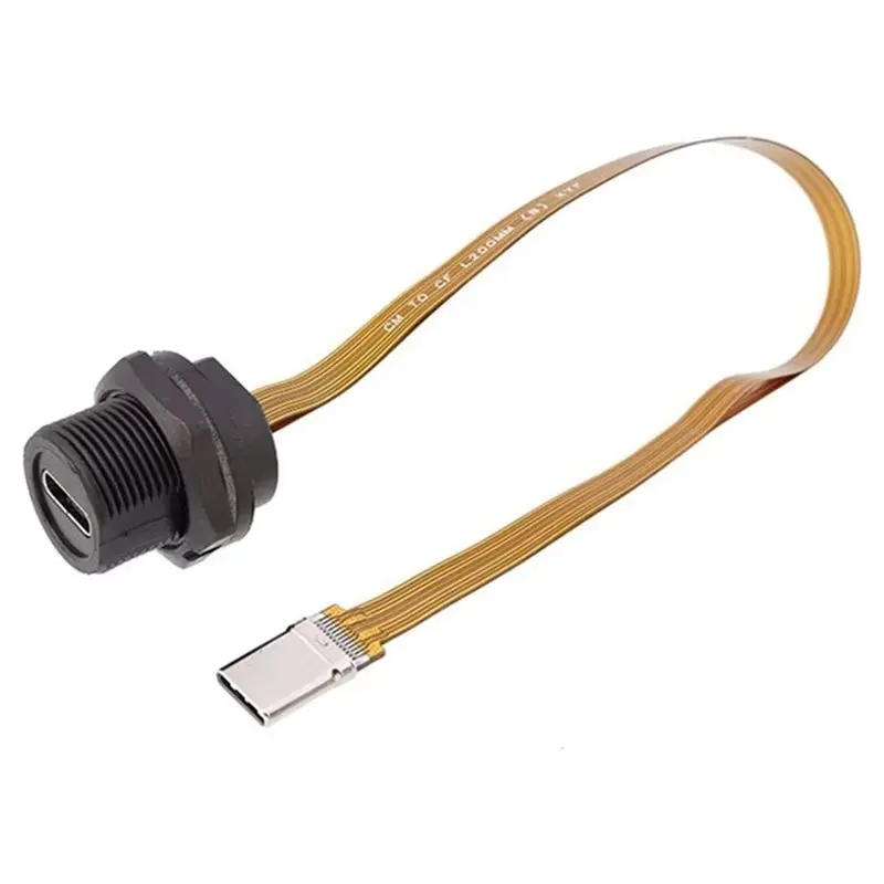 [NEW!】 Type-C 3.1 Waterproof Flat Cable PFC Type-C Female To Male 3.1 10GB 3A 20V Speed Threaded-Connectors