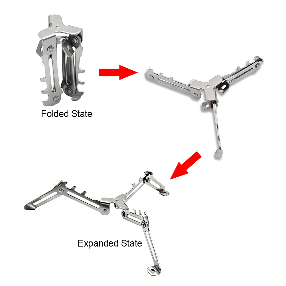 Outdoor Fuel Can Stabilizer Stand Mini Foldable Stainless Steel Tripod for Camping Hiking Cooking Cartridge Canister Tripod