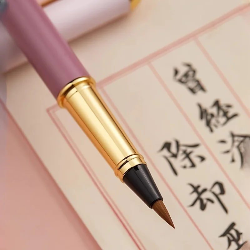 11-teiliges Set (1 Stift und 10 Ersatzminen) – schwarzer Tintenstift im Pinselstil mit austauschbaren Tintenpatronen zum Kopieren und für Kalligraphie, ausgestattet mit einem eleganten Pinsel aus Wolfsborsten und wasserbasierter Tinte, einfach zu verwenden. – Detail 4