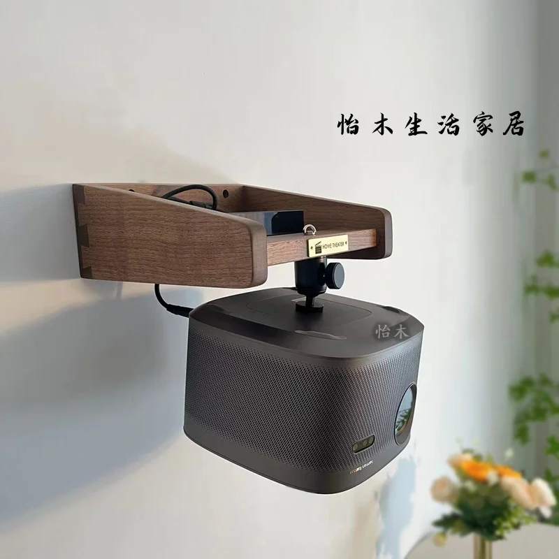 Solid Wood Projector Ceiling Mount, Adjustable Wall Floating Shelf for Projector, Heavy Duty Overhead Mount for Home Theater,