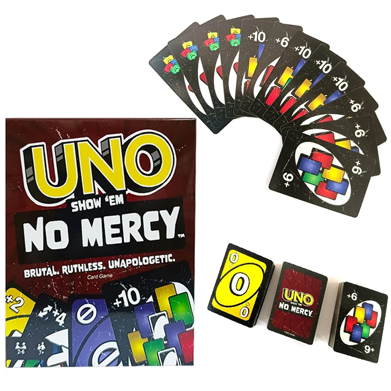 Uno No misericordia Gioco Giochi da tavolo Carte UNO Tavolo Famiglia Festa Intrattenimento Giochi UNO Giochi di carte Giocattoli Bambini Compleanno Natale