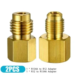 2PCS R134a Refrigerant Tank Adapter To R12 Fitting Adapter 1/2 Female To 1/4 Male Flare Adaptor Valve Core And Vacuum Pump