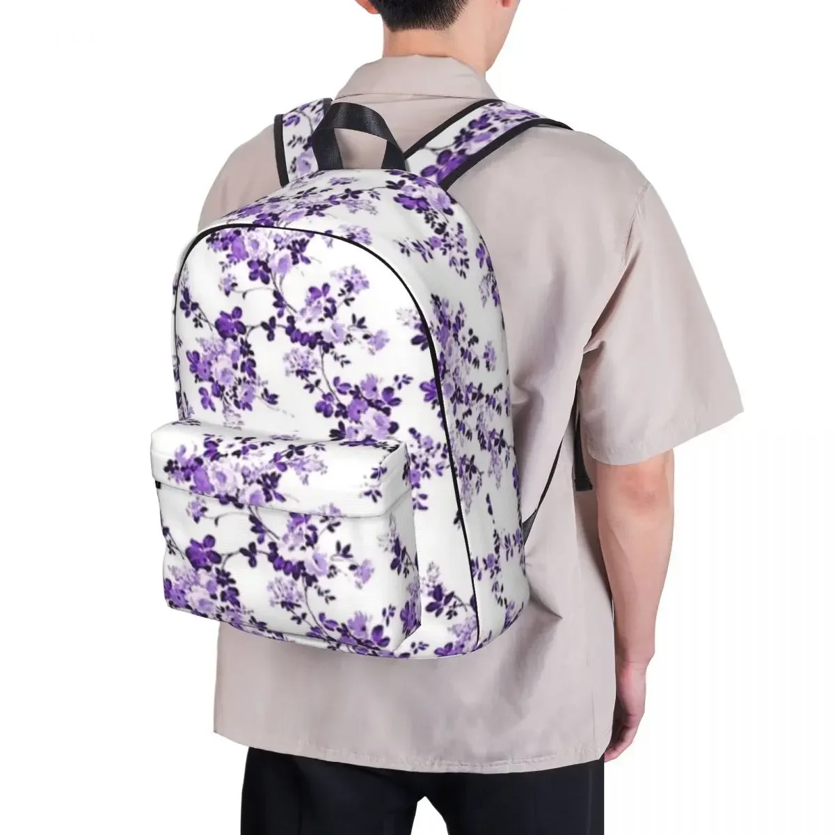 Purple Bolssom Woman Backpacks Boys Girls Bookbag Casual Children School Bags Portability Laptop Rucksack Shoulder Bag image 6