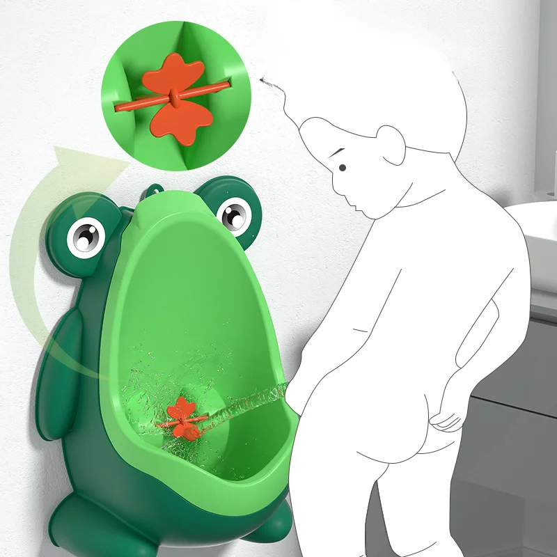 Children Urinal Cartoon Frog Toilet Kids Potty Stand Up Wall Mounted Toilet Seat Baby Pee Training Urinal for Boys